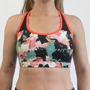 Fabletics Colorful Abstract Floral Print Racerback Sports Bra